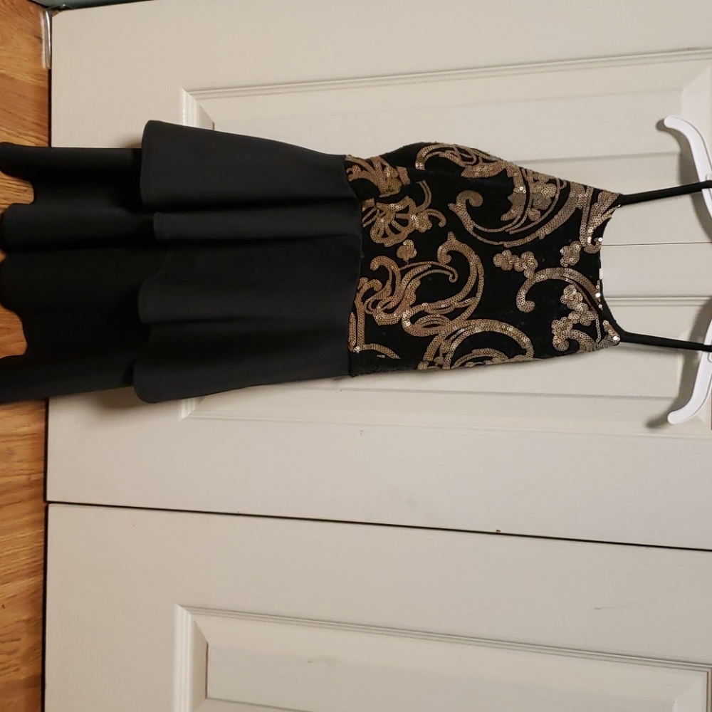 Black and gold short dress